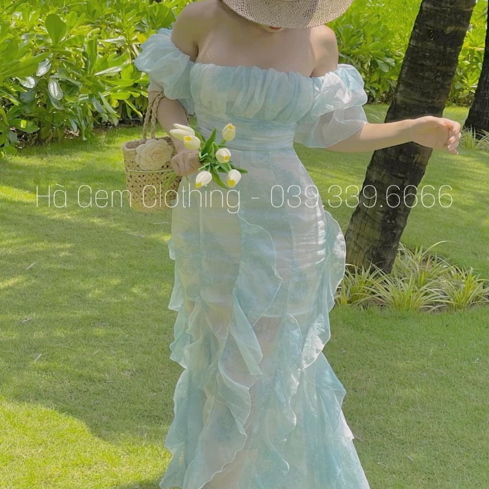 Off Shoulder Floral Ruffle Maxi Summer Spring Dress Size S - Picture 1 of 15